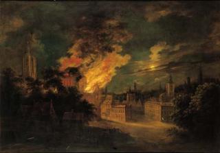 Daniel Van Heil - A fire in Brussels at night