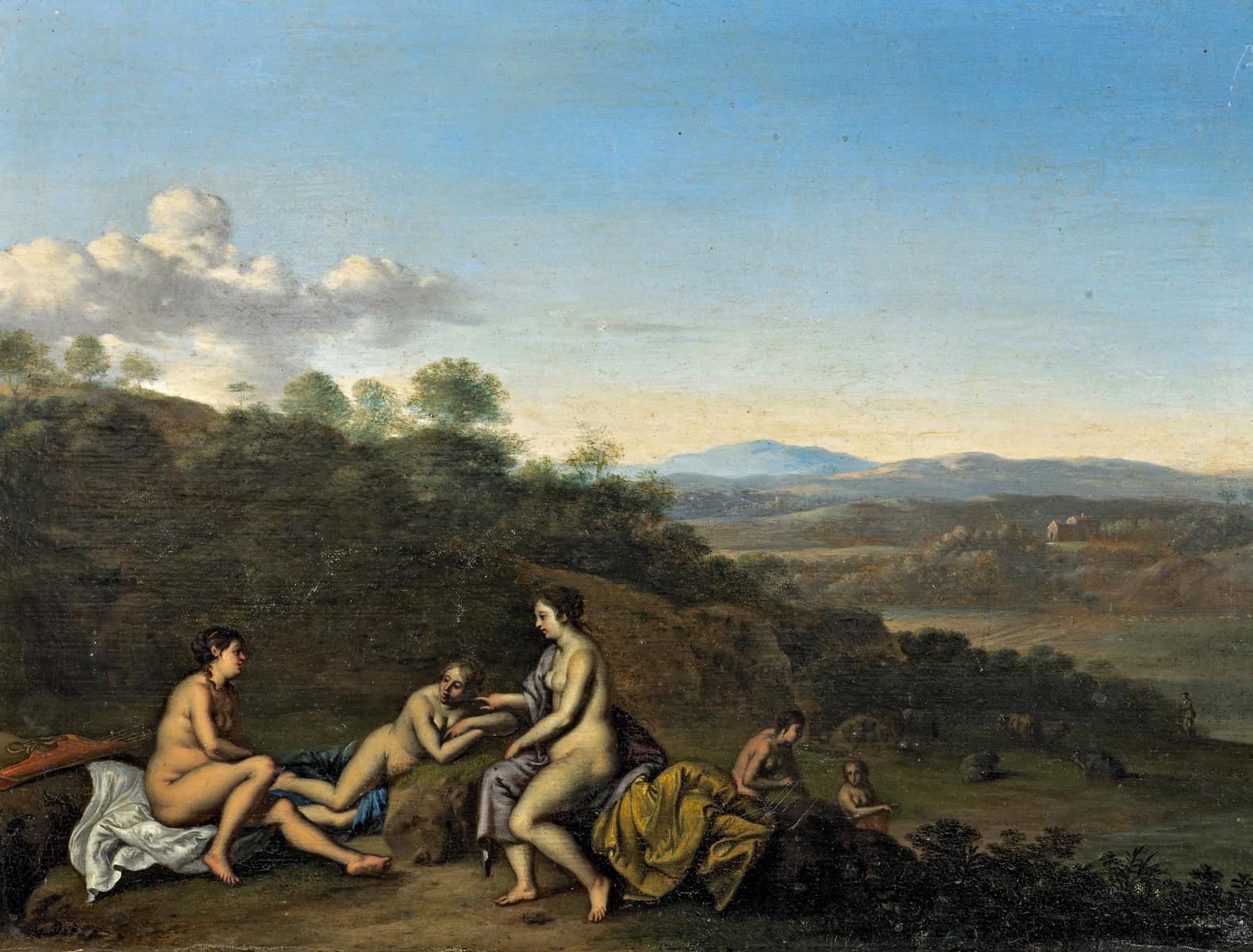 Daniel Vertangen - Arkadische Landschaft mit badenden Nymphen.
