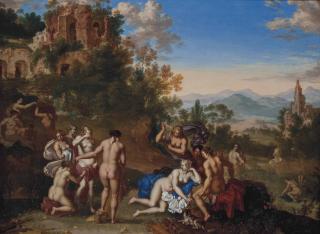 Daniel Vertangen - Diana Surrounded By Nymphs In A Classical Landscape