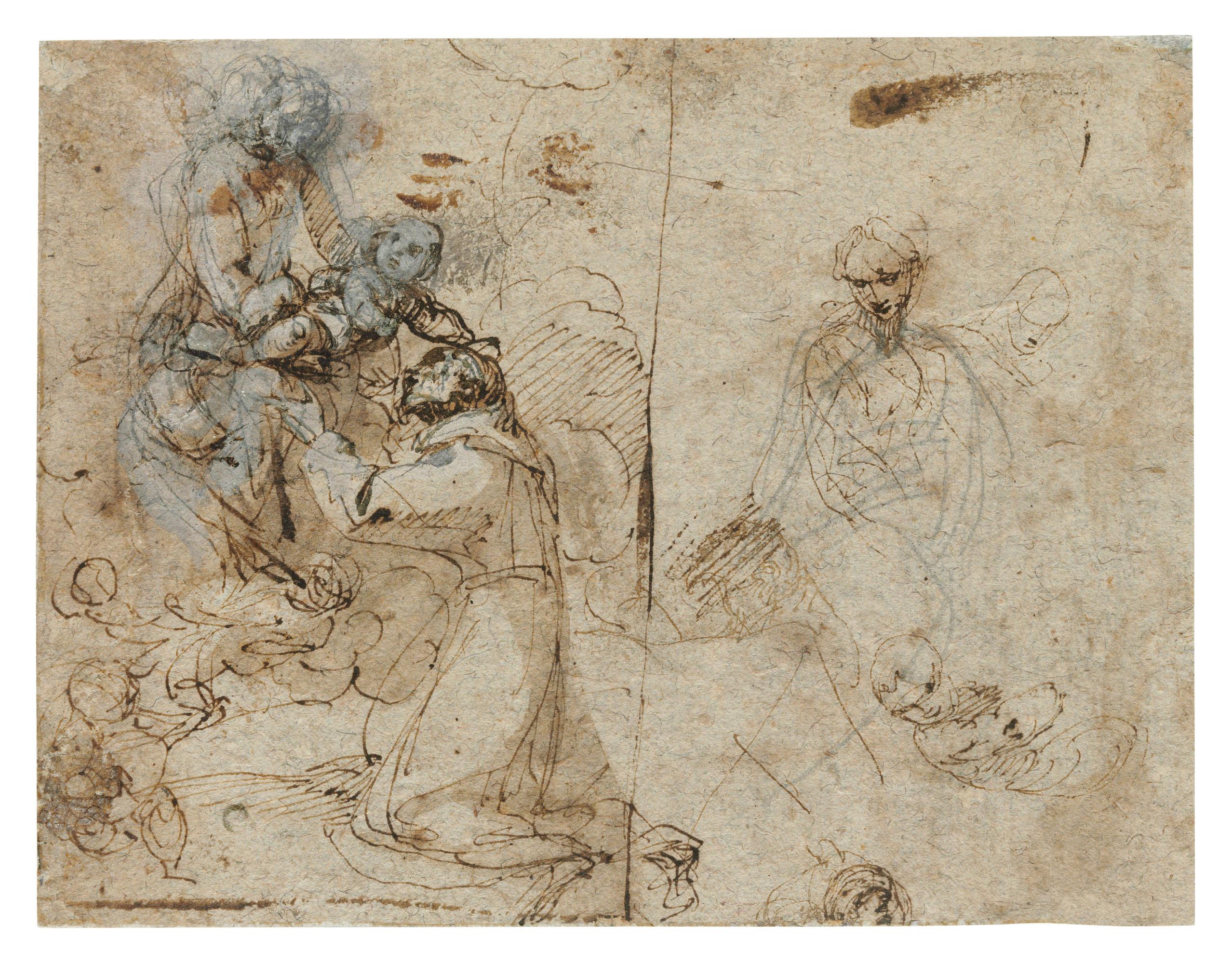 Daniele Crespi, Il Cerano - The Virgin and Child with a kneeling saint, with related studies of the same