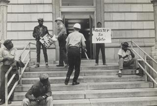 Danny Lyon - Arrest on Federal Building Steps, Selma, Alabama, 1963