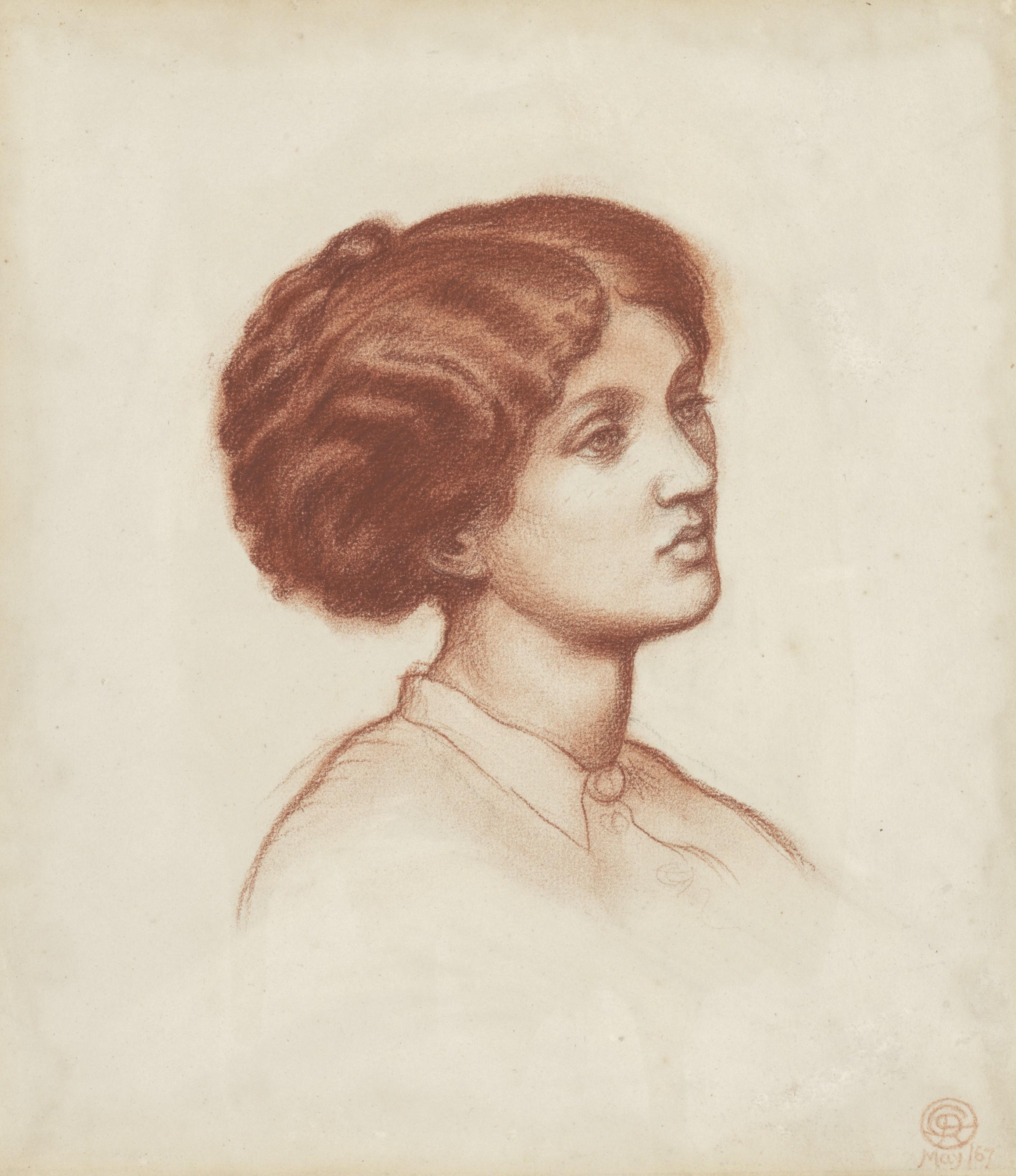 Dante Gabriel Rossetti - A study of Mrs Frederick Leyland, bust-length, for \'Monna Rosa\'