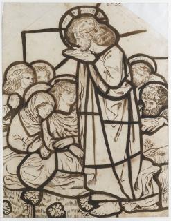 Dante Gabriel Rossetti - Cartoon for a stained-glass window showing The Sermon on the Mount, made for All Saints, Selsley