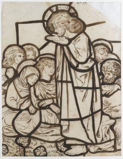 Dante Gabriel Rossetti - Cartoon for a stained-glass window showing The Sermon on the Mount, made for All Saints, Selsley