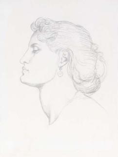 Dante Gabriel Rossetti - Head of A Woman In Profile To Left