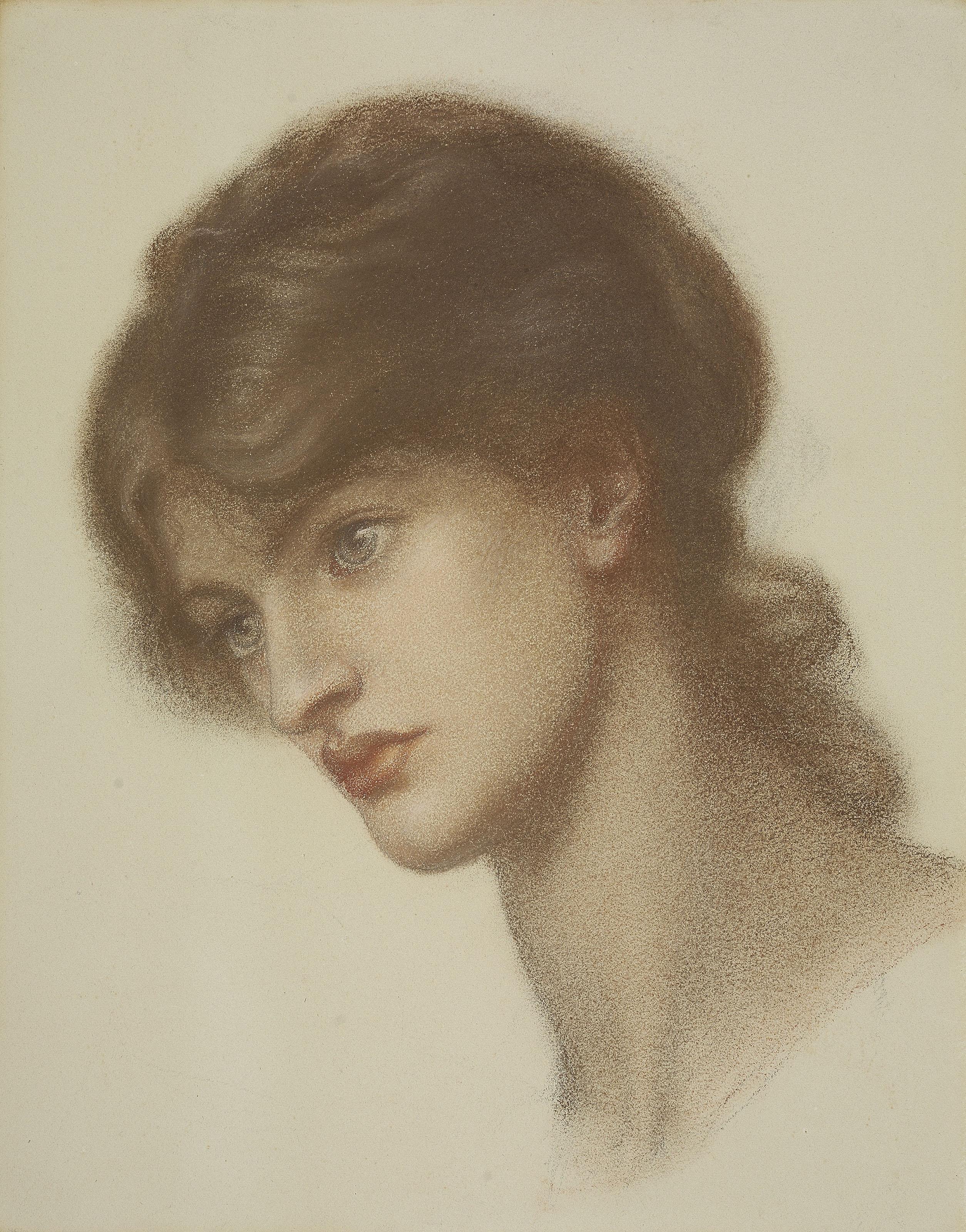 Dante Gabriel Rossetti - Head study of Marie Spartali Stillman (1844-1927) for \'Dante\'s Dream\'