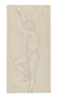 Dante Gabriel Rossetti - Standing male nude with arms raised with an additional study of a male torso (recto) and figure studies (verso)