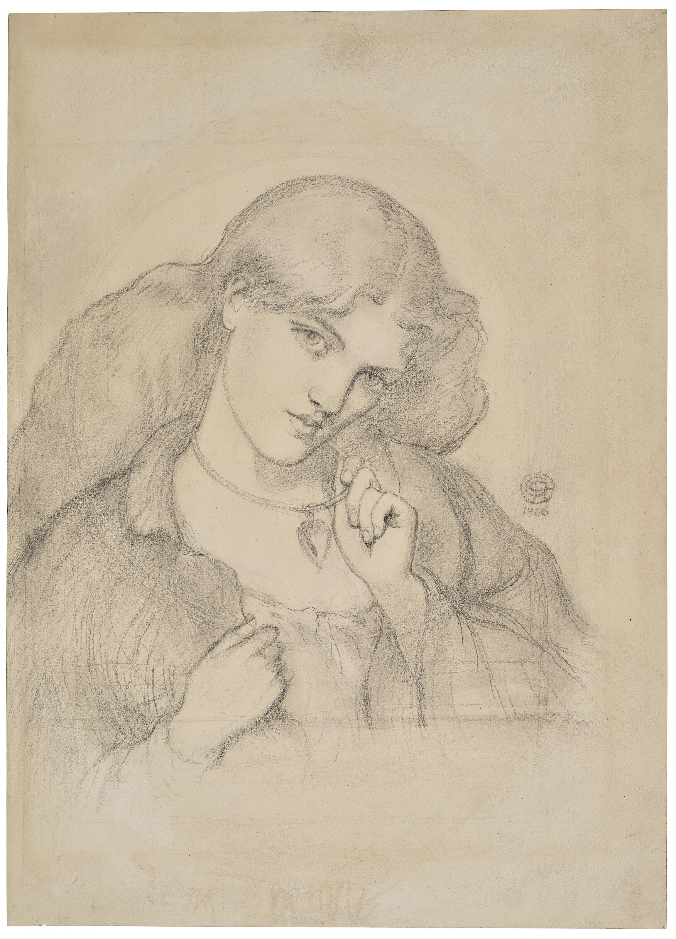 Dante Gabriel Rossetti - Study for \'Joli Coeur\'