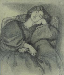 Dante Gabriel Rossetti - Study of Jane Morris asleep in an upholstered armchair