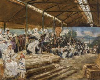 Darius Joseph Macegan - At The Spinning Wheel, Countryside Village