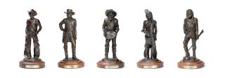 Daro Flood - Cowboy, Gambler, Gold Panner, Indian and Mountain Man: A Group of Bronzes