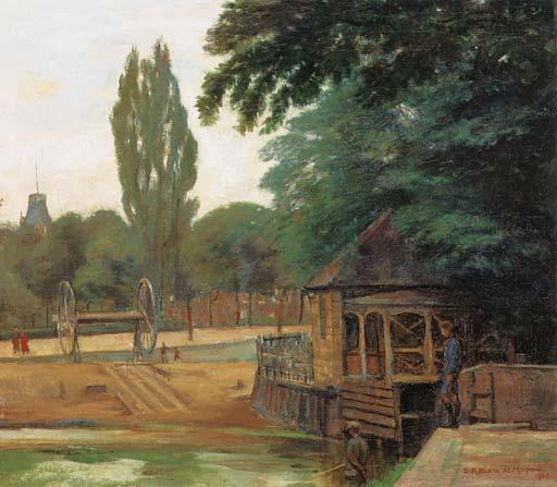 David Abraham Bueno De Mesquita - Polderhuis bij de Hobbemakade, Weteringschans in de achtergrond