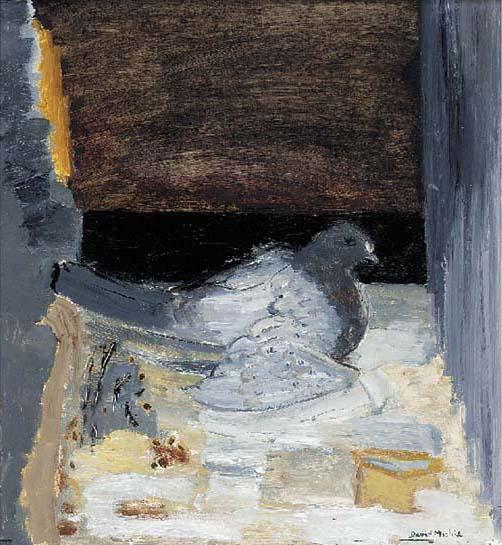 David Alan Redpath Michie, R.S.A., R.S.W. - Seated pigeon, grey and black