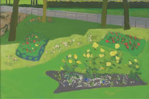 David Alan Redpath Michie, R.S.A. - A rosebed, corner of the park