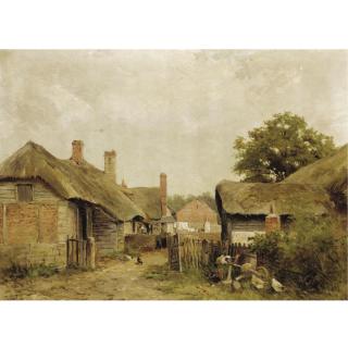 David Bates - A Farmyard, Eckington Village