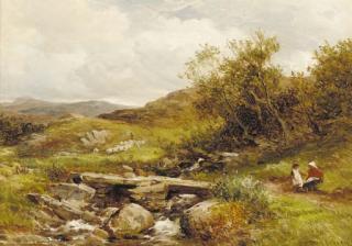 David Bates - A Rustic Bridge, Capel Curig