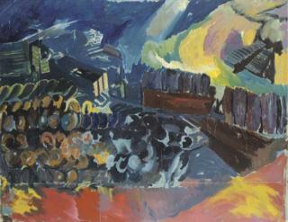David Bomberg - Bomb store; Study for Memorial Panel I
