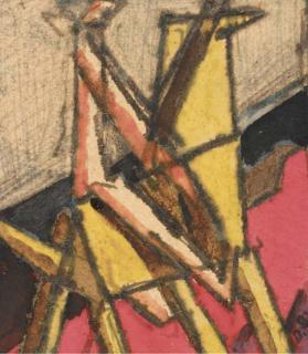 David Bomberg - Man and horse; Design for Diaghilev Ballet Souvenir Programme