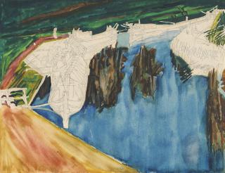 David Bomberg - Study for Barges on the Canal