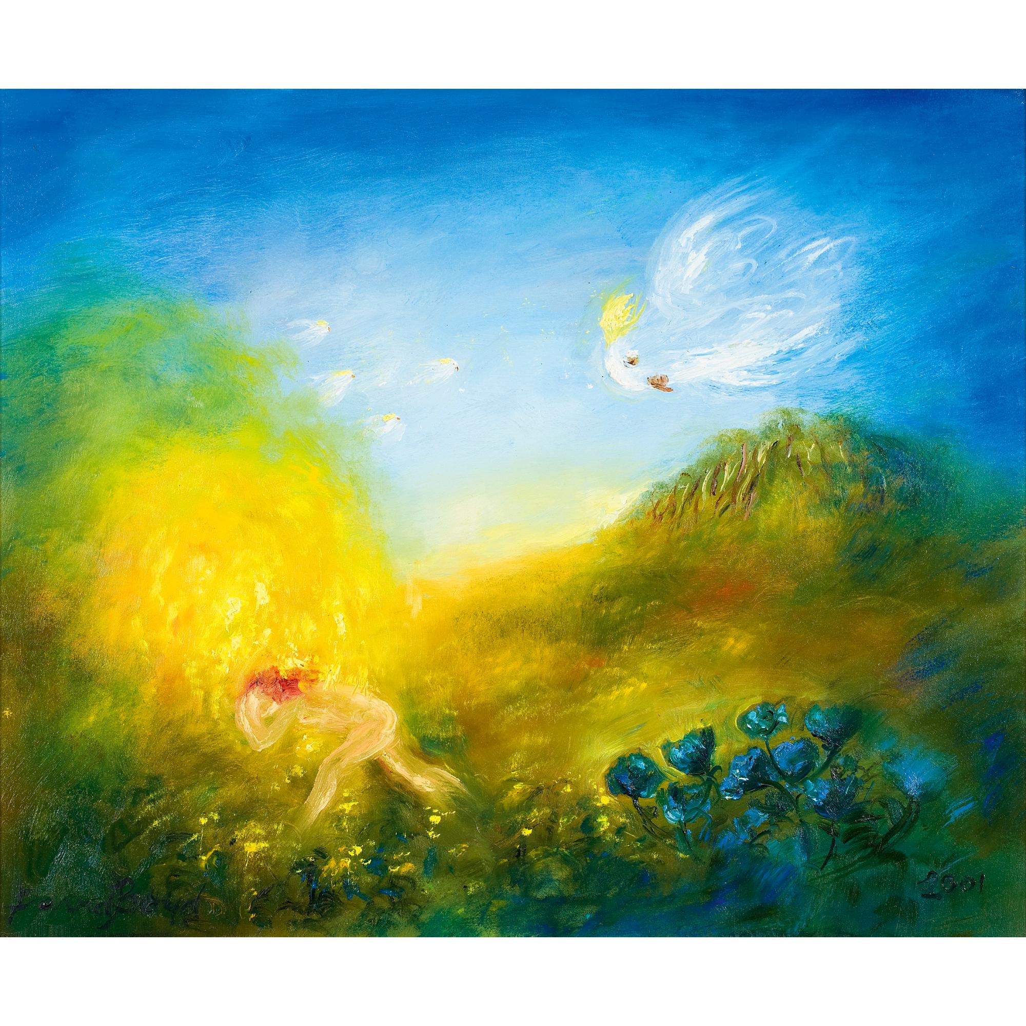 David Boyd - Australian nude Weeping Near A Golden Wattle Tree