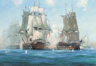 David Brackman - H.M.S. Victory breaking through the enemy line at Trafalgar, 21st October, 1805