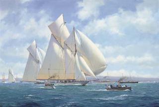 David Brackman - The New York Yacht Club\'s Annual Cruise, 1898, Constellation to the fore