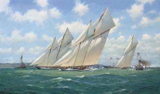 David Brackman - Westward, Susanne and White Heather (II) powering to windward in the Solent, 1910
