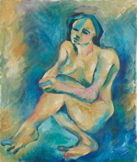 David Breuer-Weil - Nude on Blue (unframed)