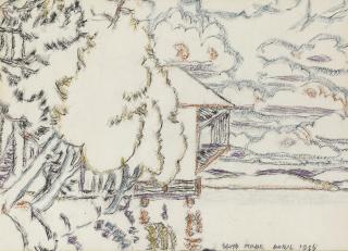 David Brown Milne - Boathouse, Big Moose Lake