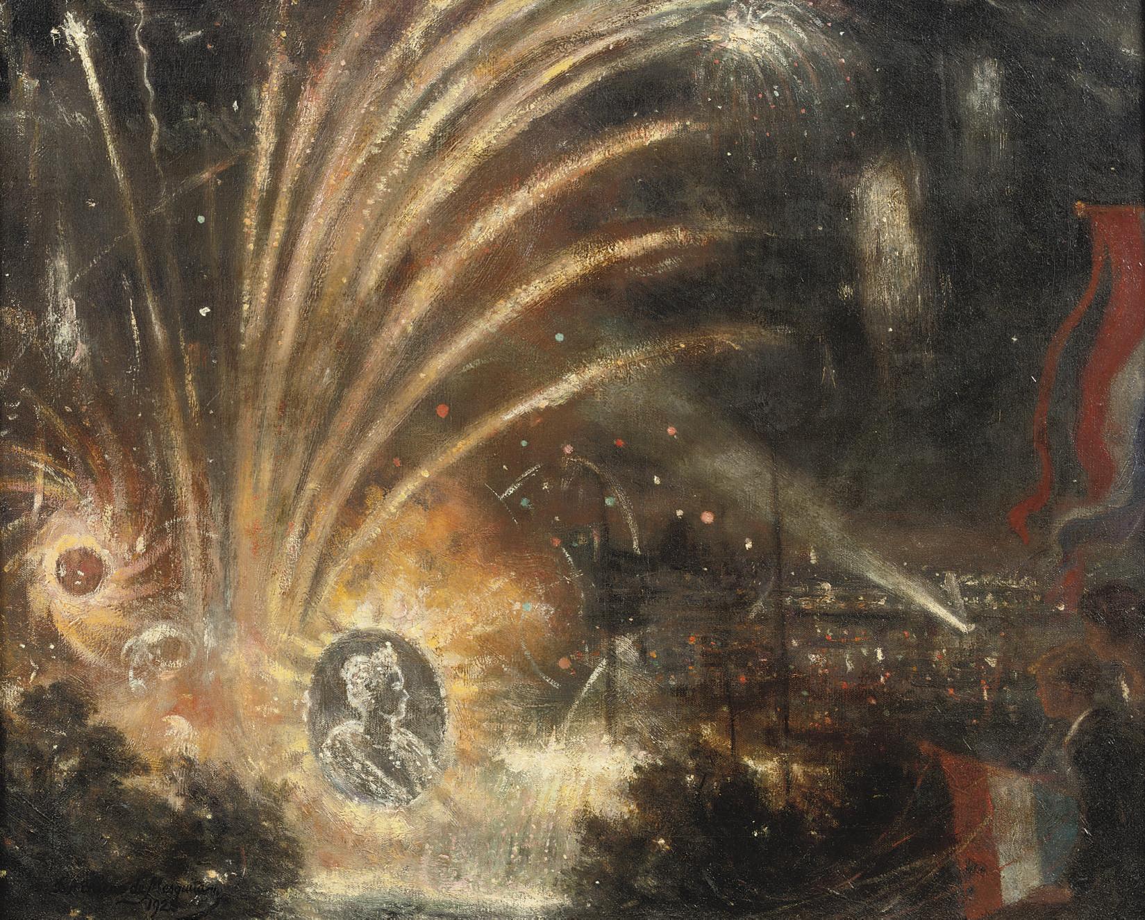 David Bueno De Mesquita - Vuurwerk op de Amstel - Fireworks over the river Amstel, on the occasion of the silver jubilee of Queen Wilhelmina