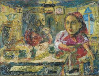 David Burliuk - Couple and Samovar