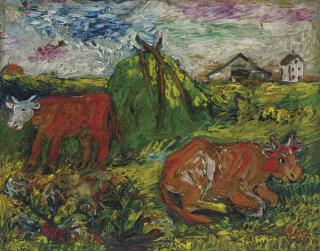 David Burliuk - Field with Cattle