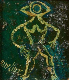 David Burliuk - Figure 4 3/4 x 4 1/8 in. (12.1 x 10.5 cm) framed 19 x 18 1/2 x 2 1/4 in.