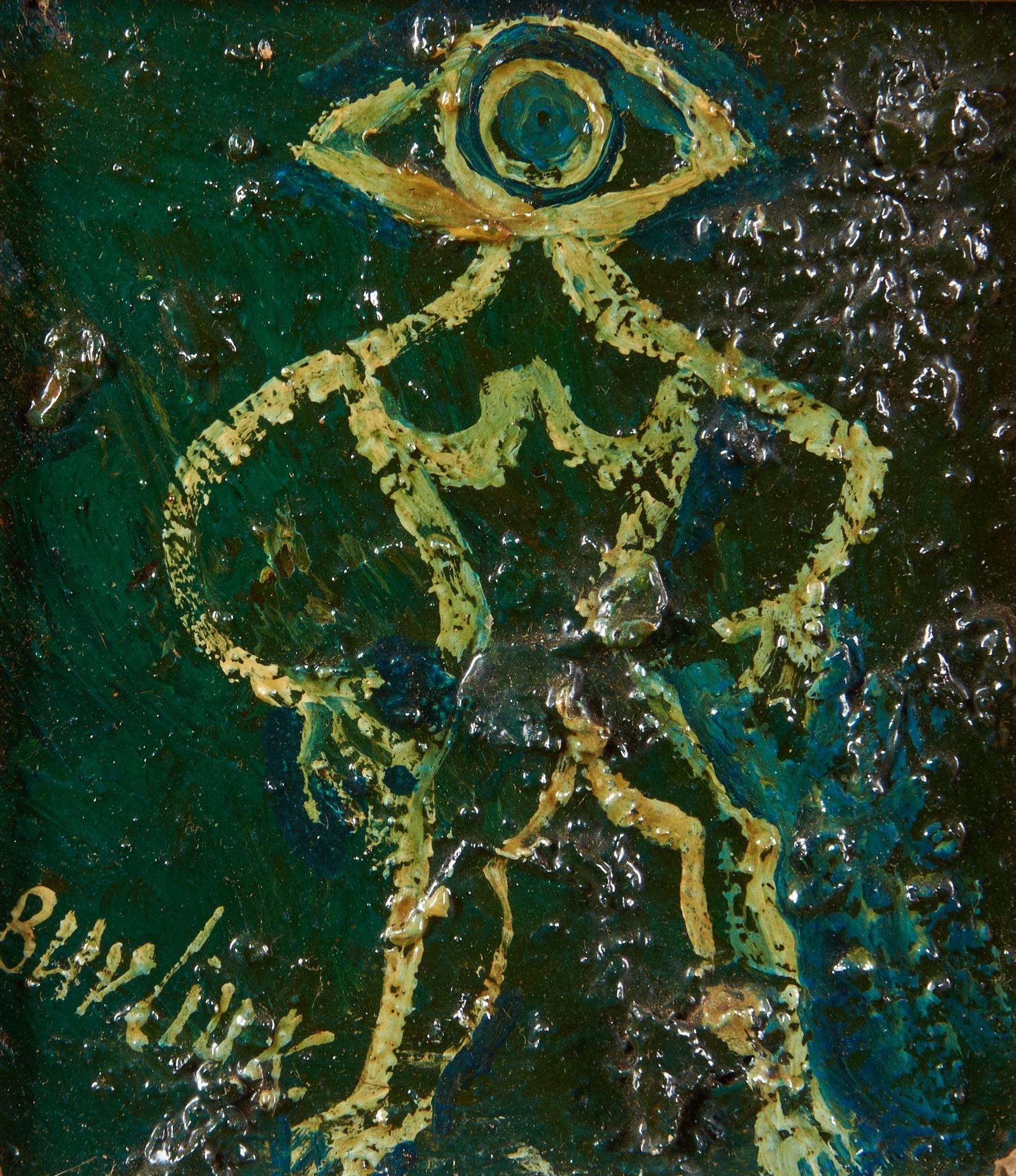 David Burliuk - Figure 4 3/4 x 4 1/8 in. (12.1 x 10.5 cm) framed 19 x 18 1/2 x 2 1/4 in.