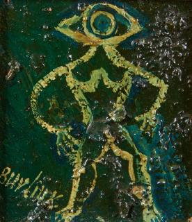 David Burliuk - Figure 4 3/4 x 4 1/8 in. (12.1 x 10.5 cm) framed 19 x 18 1/2 x 2 1/4 in.