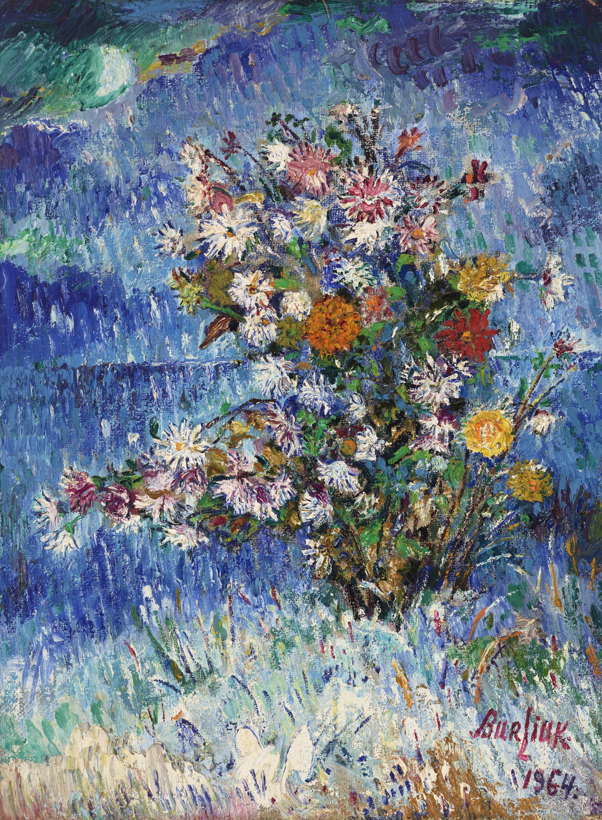 David Burliuk - Flowers in the Snow