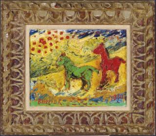 David Burliuk - Green and Red Horses