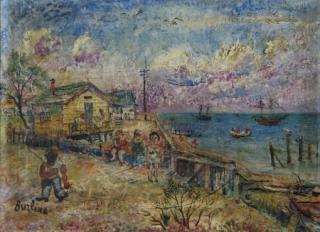 David Burliuk - Harbor scene