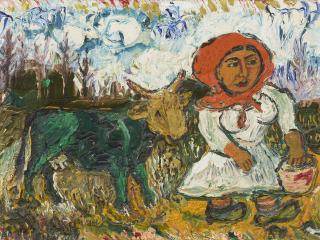 David Burliuk - Milkmaid and Cow