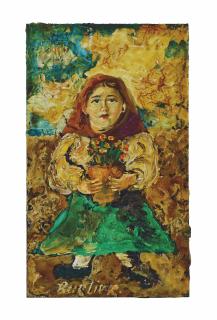 David Burliuk - Peasant woman with flowers