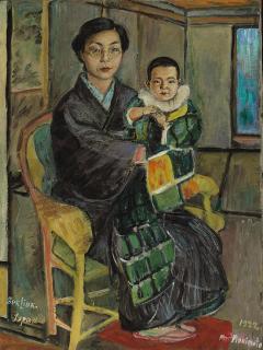 David Burliuk - Portrait of Mrs Morimoto and her son