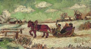 David Burliuk - Russian Sleigh Ride No. II