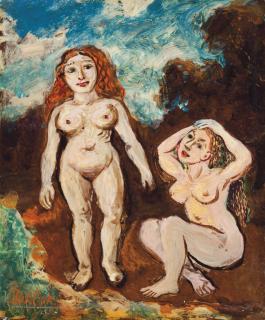 David Burliuk - Untitled (Two Female Nudes)