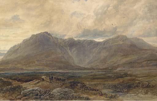 David Cox, Jun. - Peat cutters in a mountainous landscape