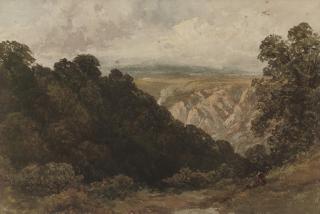 David Cox O.W.S - A Figure Looking Over A Mountainous Landscape