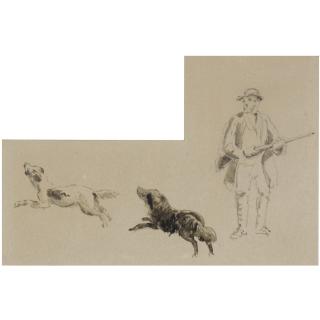 David Cox, R.W.S. - A Sportsman With His Two Retrievers