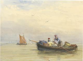David Cox, R.W.S. - Fishing On The Thames At Bugsby\'S Reach, Blackwall
