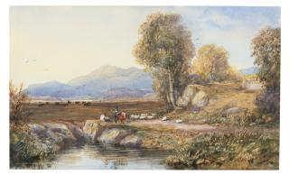 David Cox, R.W.S - Travellers In A Welsh Landscape 