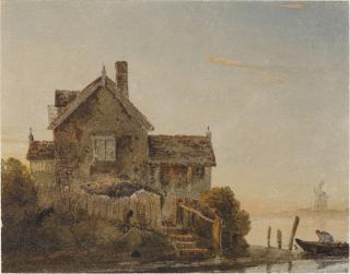 David Cox, R.W.S. - Tying up a Boat Near Battersea