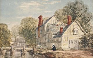 David Cox, Sen., O.W.S. - A woman approaching a bridge by a mill